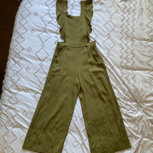 Zara olive culotte overall jumpsuit - Picture 2 of 14